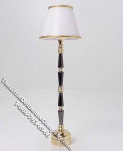 (image for) Dollhouse Scale Model Battery Operated Brown & Brass Floor Lamp