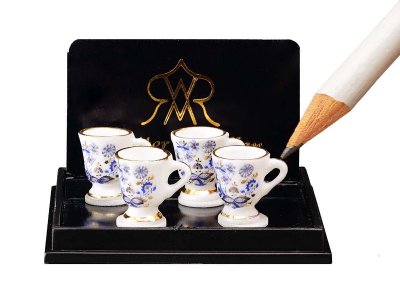 (image for) Miniature Chocolate Mug - Blue Onion Gold Design / Set of 4