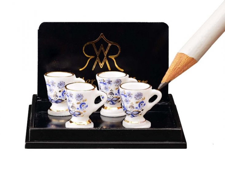 (image for) Miniature Chocolate Mug - Blue Onion Gold Design / Set of 4