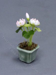 (image for) Miniature Potted Lotus Flowers for Dollhouses