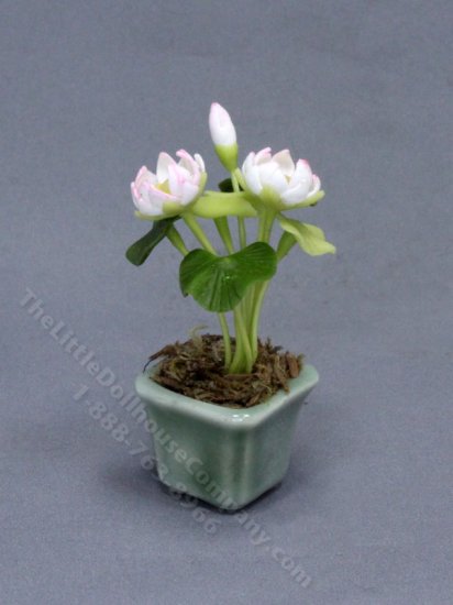 (image for) Miniature Potted Lotus Flowers for Dollhouses