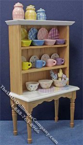 (image for) Miniature Oak Hutch w/Accessories By Barb for Dollhouses