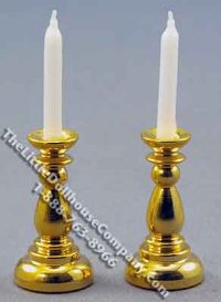 (image for) Miniature Pair of Brass Candlesticks for Dollhouses