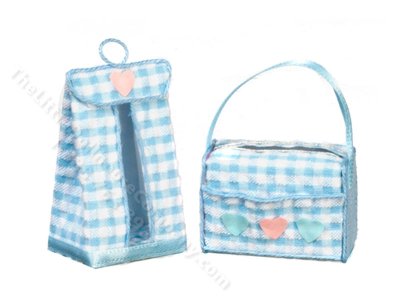 (image for) Miniature Blue Diaper Bag Set for Dollhouses