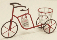 (image for) Miniature Metal Tricycle With Attached Round Wire Basket