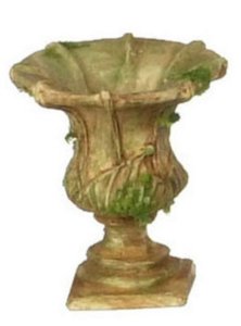 (image for) Miniature Cesar's Urn, Tan with Moss for Dollhouses