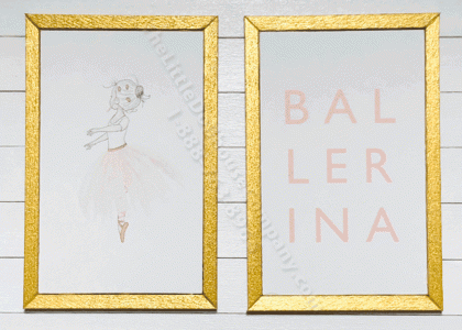(image for) Miniature Pair Rectangular Framed Ballerina Prints on Wood