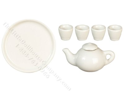 (image for) Miniature White Ceramic Tea Set for Dollhouses