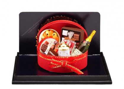 (image for) Miniature Oval Box of Chocolates & Wine