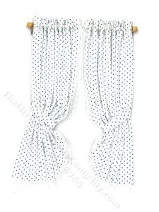 (image for) Miniature White and Blue Polka Dot Drapes for Dollhouses