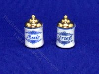 (image for) Miniature Blue and White Canisters for Dollhouses