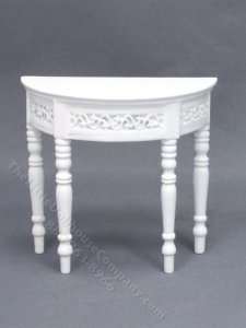 (image for) Miniature White Half Round Table with Frieze for Dollhouses