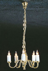 (image for) Dollhouse Scale 5 Up-Arm Colonial Chandelier