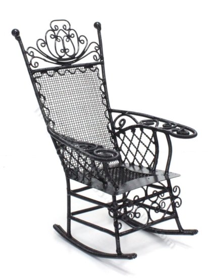 (image for) Miniature Black Wire Rocking Chair