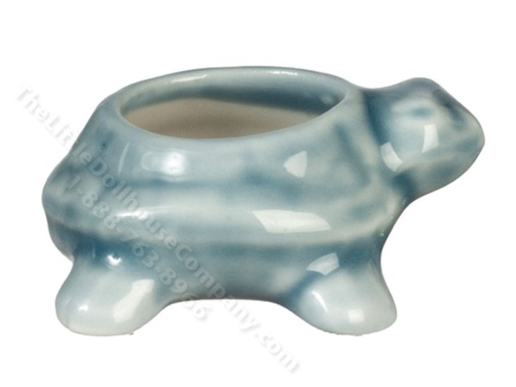 (image for) Miniature Blue Turtle Ceramic Planter for Dollhouses