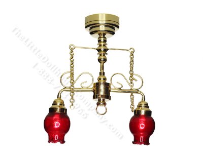 (image for) Dollhouse Scale Model 12V Plug In Two Down Arm Chandelier