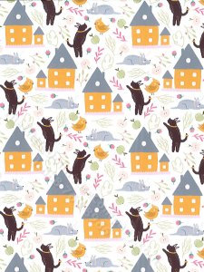 (image for) Dollhouse Scale Model Wallpaper - Dog and House - 3pc Set