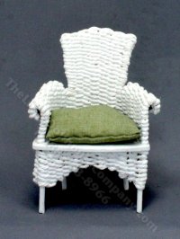 (image for) Miniature White Wicker Chair for Dollhouses