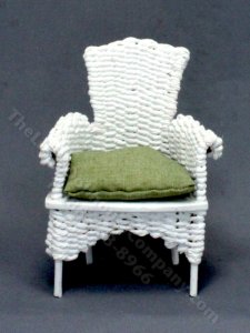 (image for) Miniature White Wicker Chair for Dollhouses