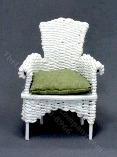 (image for) Miniature White Wicker Chair for Dollhouses
