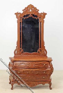(image for) Miniature Walnut Dresser With Mirror