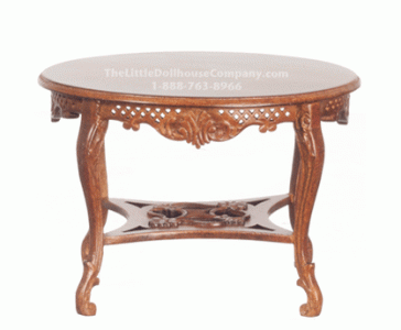 (image for) Miniature Walnut Kensnigton Round Dinner Table for Dollhouses