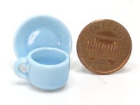 (image for) Miniature Playscale Ceramic Blue Tea Cup and Saucer