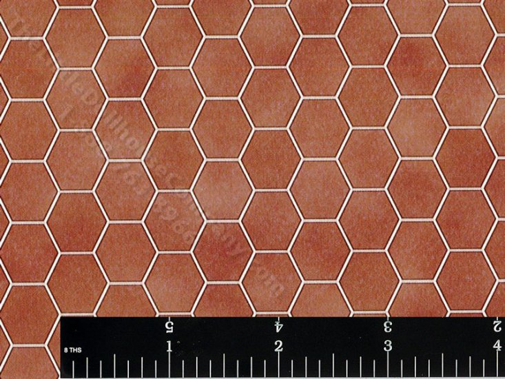 (image for) Terracotta Hextile Floor Miniature Wallpaper for Dollhouses