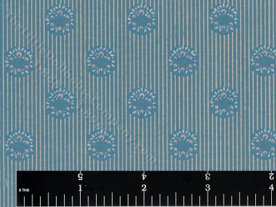 (image for) Floral Circles on Blue Miniature Wallpaper for Dollhouses
