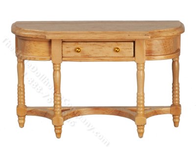 (image for) Miniature Demi-Lune Oak Console Table for Dollhouses