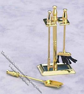 (image for) Miniature Set of Fireplace Tools for Dollhouses