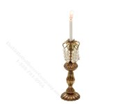 (image for) Miniature 12V Brass Candlestick with Crystals for Dollhouses - Long