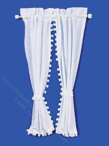(image for) Miniature Tied-Back White Country Curtains for Dollhouses