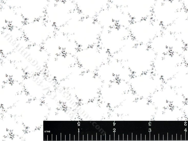 (image for) Grey Flower Vine Pattern Miniature Wallpaper for Dollhouses