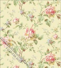 (image for) Dollhouse Scale Model Wallpaper Emma Rose on Yellow Pattern