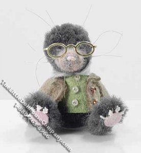 (image for) Miniature Sitting Dressed Mole by Sue Wilkes of Shoebutton Bears