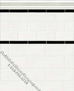(image for) Antique White Subway Tile Miniature Wallpaper for Dollhouses