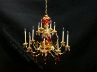 (image for) Dollhouse Miniature Venetian Red Crystal Chandelier