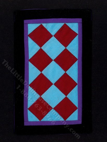(image for) Miniature Blue, Blac, and Violet Diamond Quilt for Dollhouses