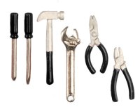 (image for) Dollhouse Scale Model 5 Piece Black Handled Tool Set