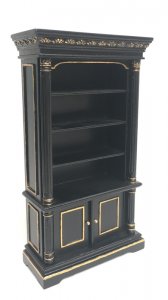 (image for) Miniature William IV Black and Gold Open Bookcase