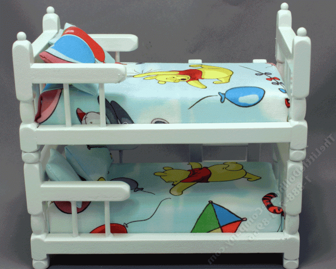 (image for) Miniature White Bunk Bed with Winnie the Pooh Bedding