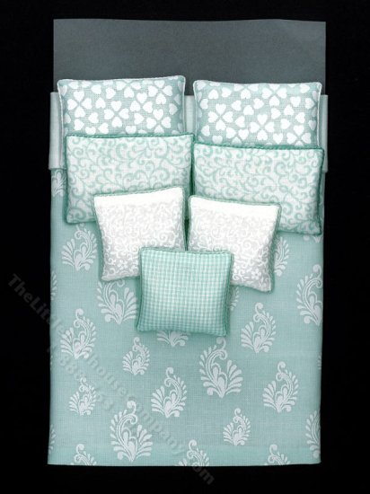 (image for) Miniature Double Seaglass & White Scroll Print Bedding Set
