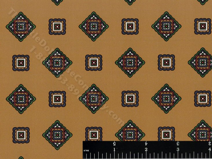 (image for) Geometric Squares on Brown Miniature Wallpaper for Dollhouses