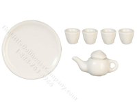 (image for) Miniature Cream Ceramic Tea Set for Dollhouses