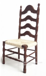 (image for) Miniature Ladder Back Side Chair with Woven Seat for Dollhouses