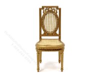 (image for) Miniature Caned Louis XVI Dining Chair for Dollhouses - Gold