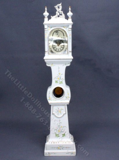 (image for) Miniature Ornate White Grandfather Clock