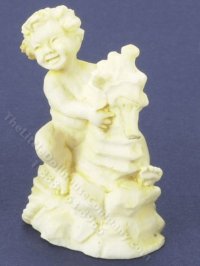 (image for) Miniature Boy on a Seahorse Statue for Dollhouses - Ivory