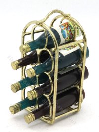 (image for) Miniature Brass Wine Rack and Wine Bottles